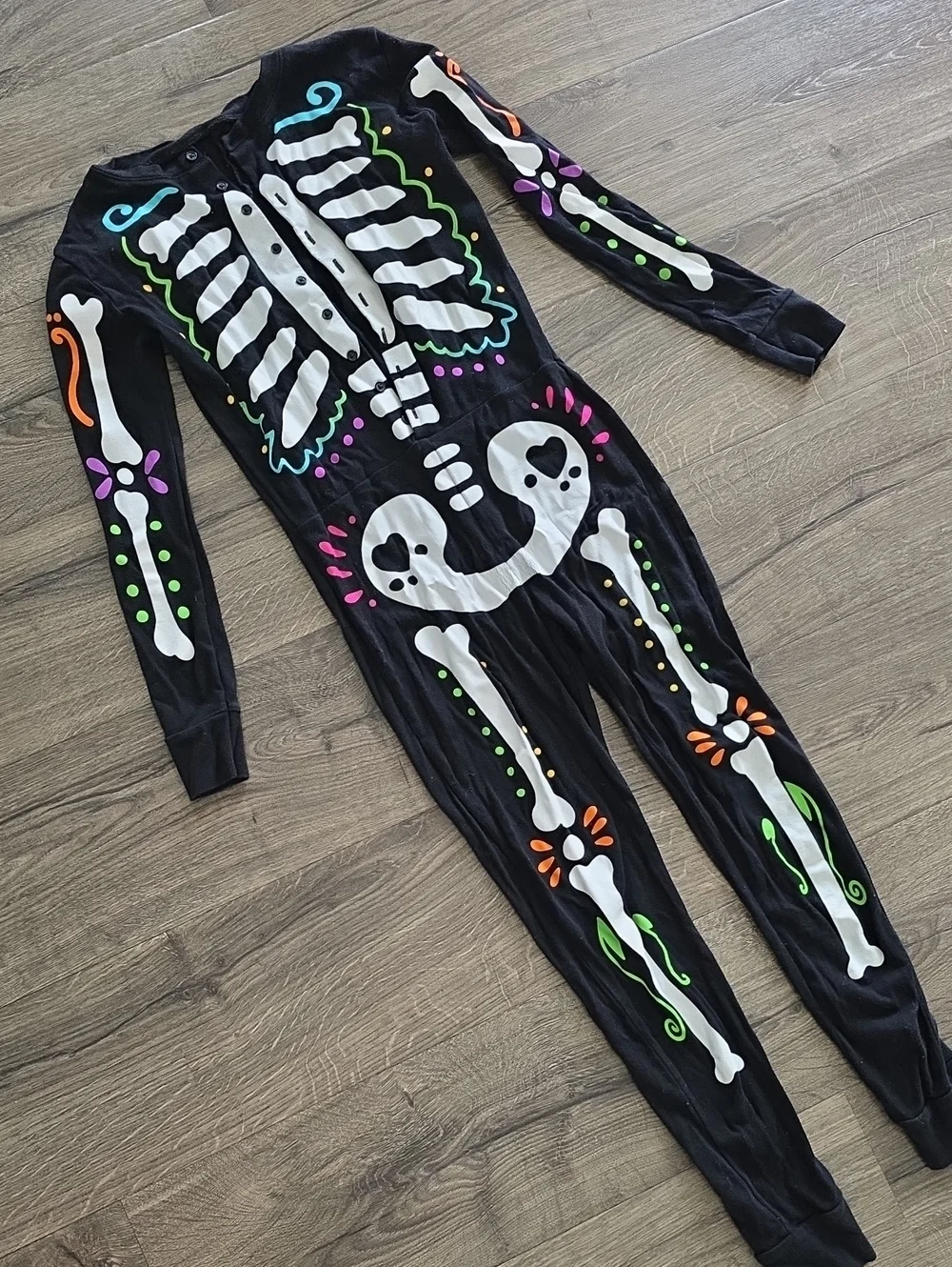 Old Navy Black Kids Skeleton Onesie with Multicolor Accents